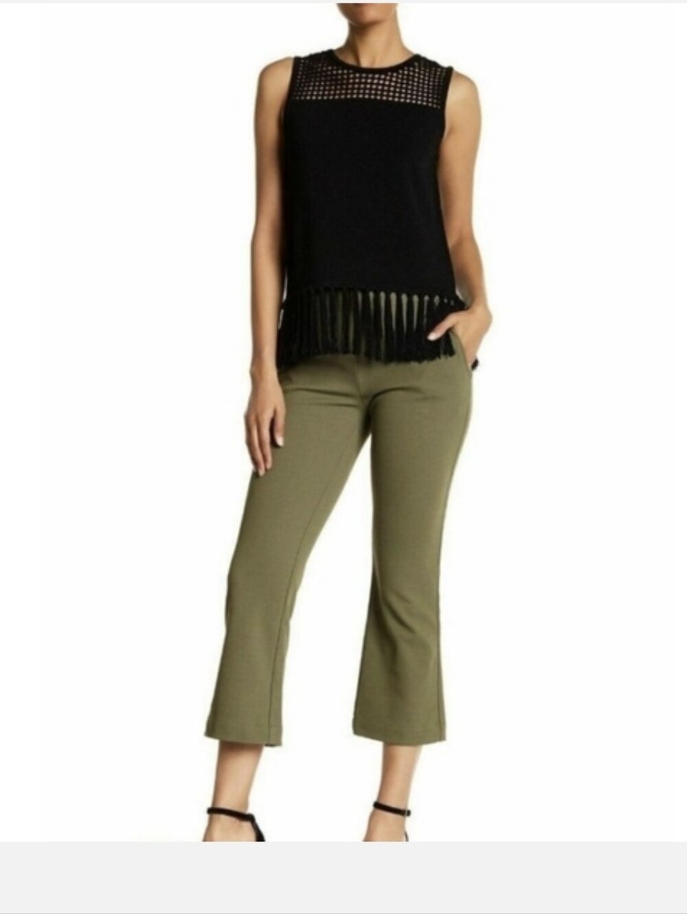 Grey Grey Jason Wu Cropped Flare Leg Pants British Khaki Size 12